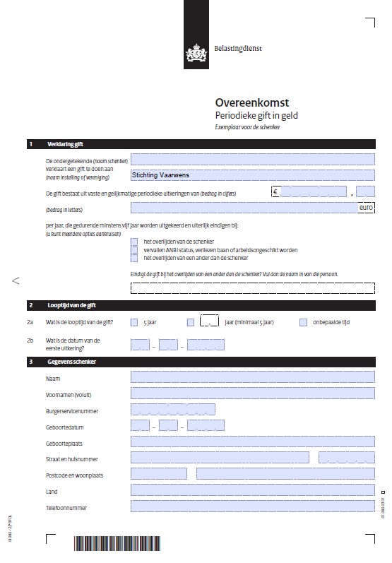 schenkingsformulier